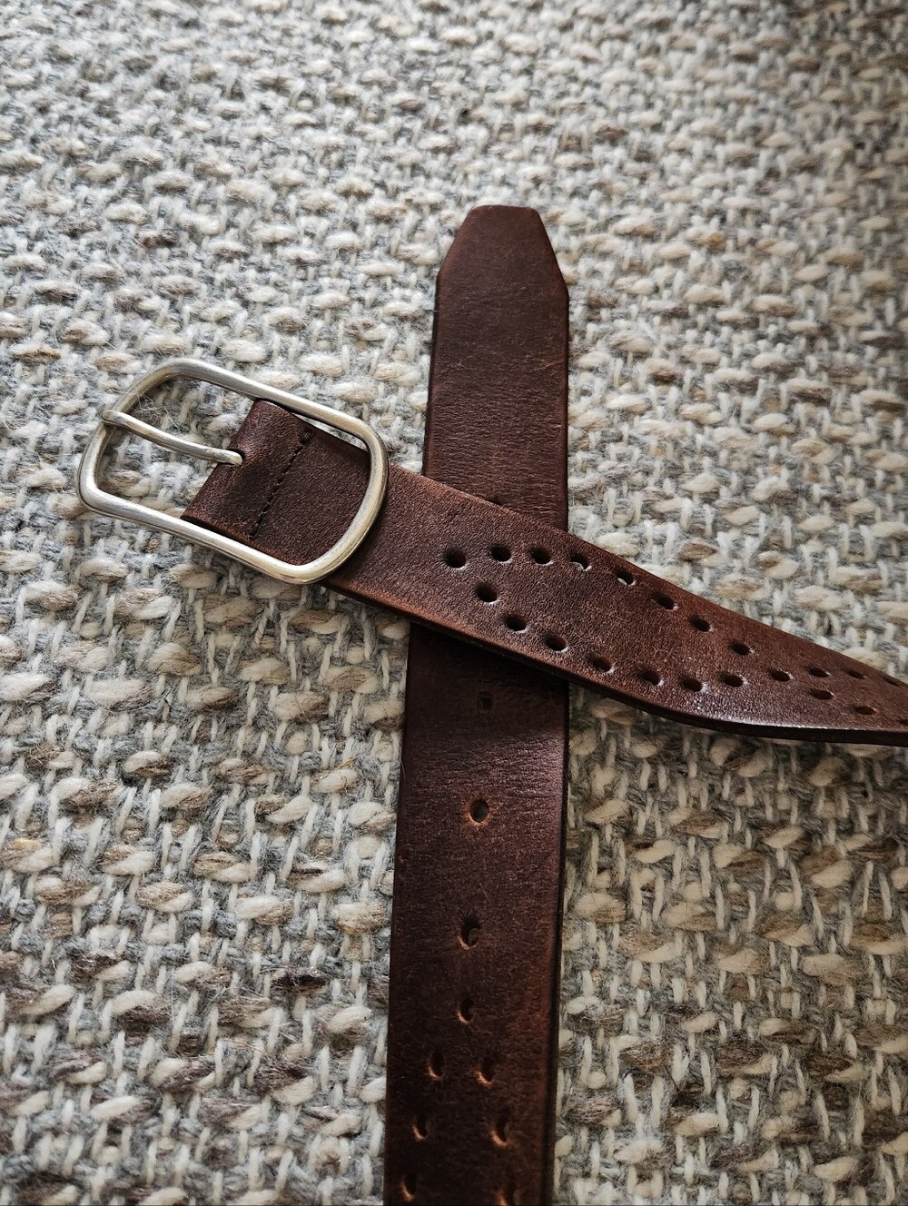 Vintage J. Crew Dark Brown Leather Belt with Silver Buckle - Picture 4 of 8
